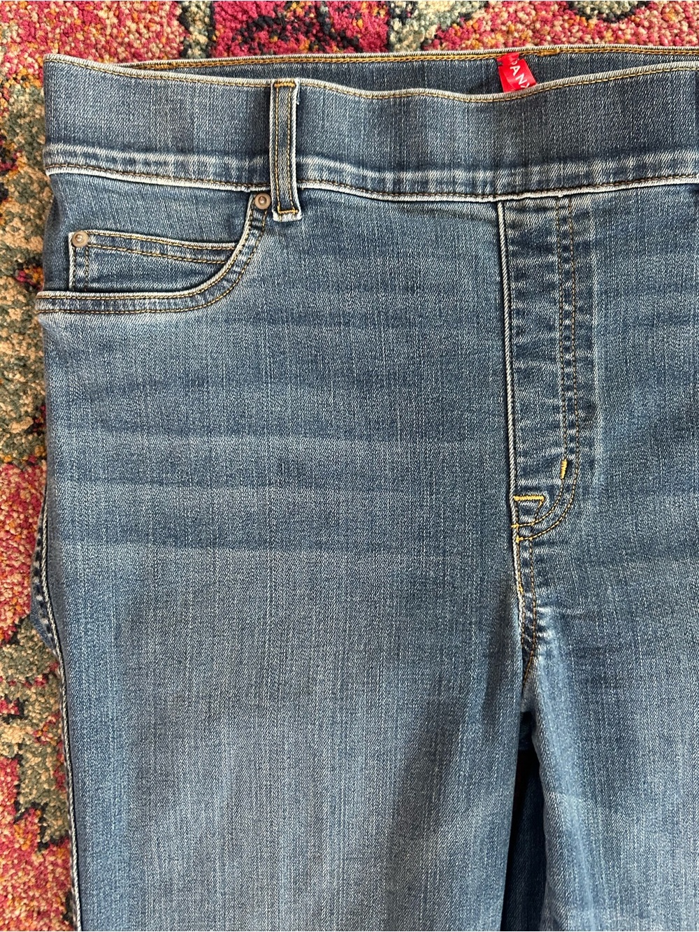 SPANX | Women’s Medium Blue Denim Pull On Flare Leg Shapewear Jeans Size XL - Picture 10 of 15